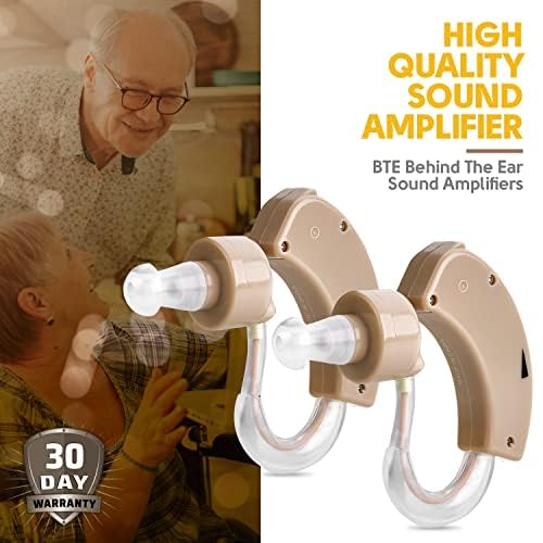 MEDca BTE Hearing Aids for Seniors - Behind the Ear Sound Amplifier Super Mini Size Sound Enhancer For Better Hearing (Pair)