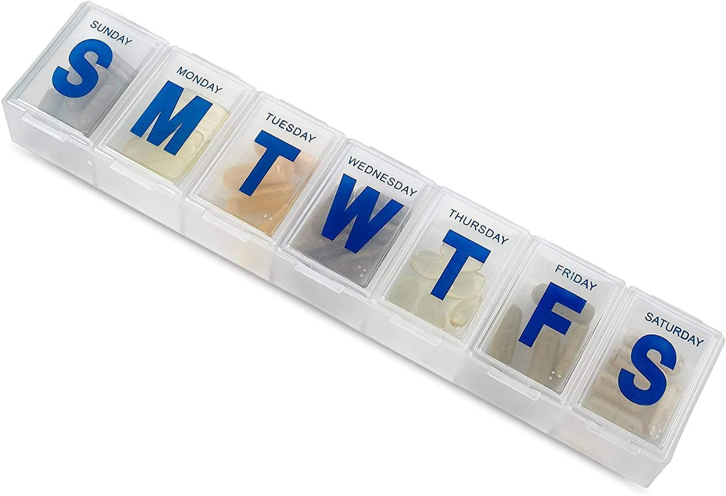 Weekly Pill Organizer - 7-Day Pill Planner Extra Large Pill Planner and Daily Pill Organizer and Medicine Reminder, Monday to Sunday Compartments - BPA Free - Travel Pill Box Case (Pack of 3)