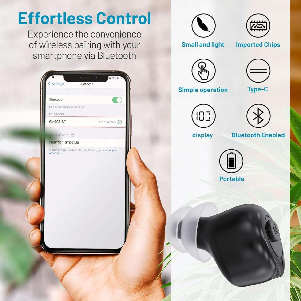 Rechargeable Hearing Aids with Bluetooth for Seniors and Adults - Digital Personal Sound Hearing Amplifiers Pair w/ Charging HD LCD Carrying Case, Active Noise Cancelling, No-Programming, Easy to Use