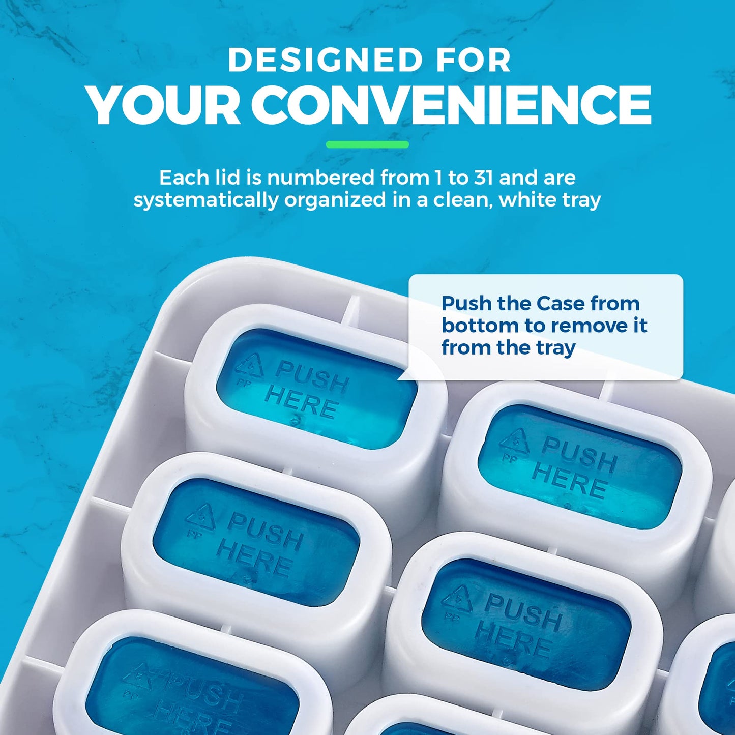 Monthly Pill Organizer - 31 Day Pill Organizer with Large Removable Medication Pods, Portable Pill Case Box and Holder for Daily Medicine and Vitamins, Great for Travel by MEDca