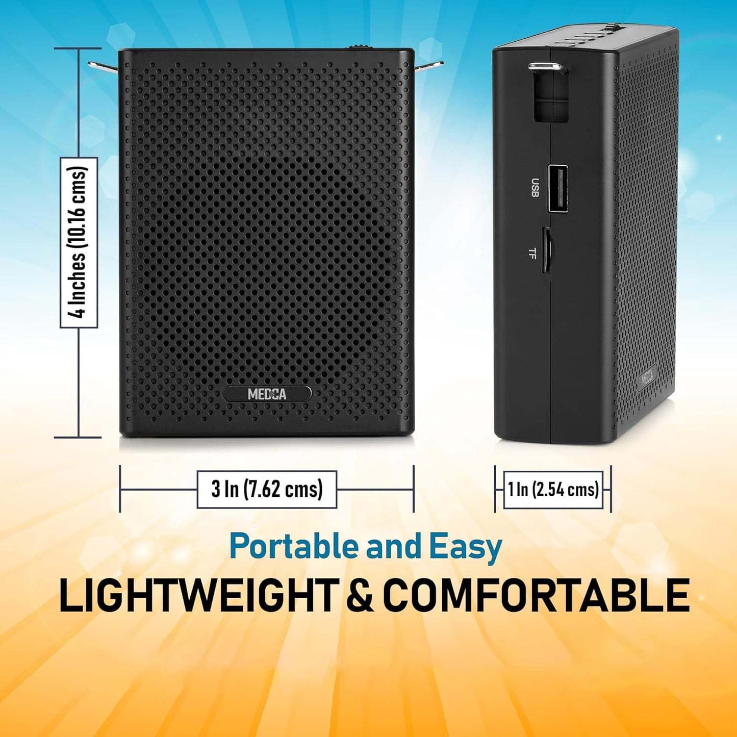 Portable Mini Voice Amplifier, Built-In Rechargeable Wired Portable Microphone and Speaker with Waist-Band, Bluetooth Megaphone PA System Supports MP3, Aux for Teachers, Trainers, Presenters