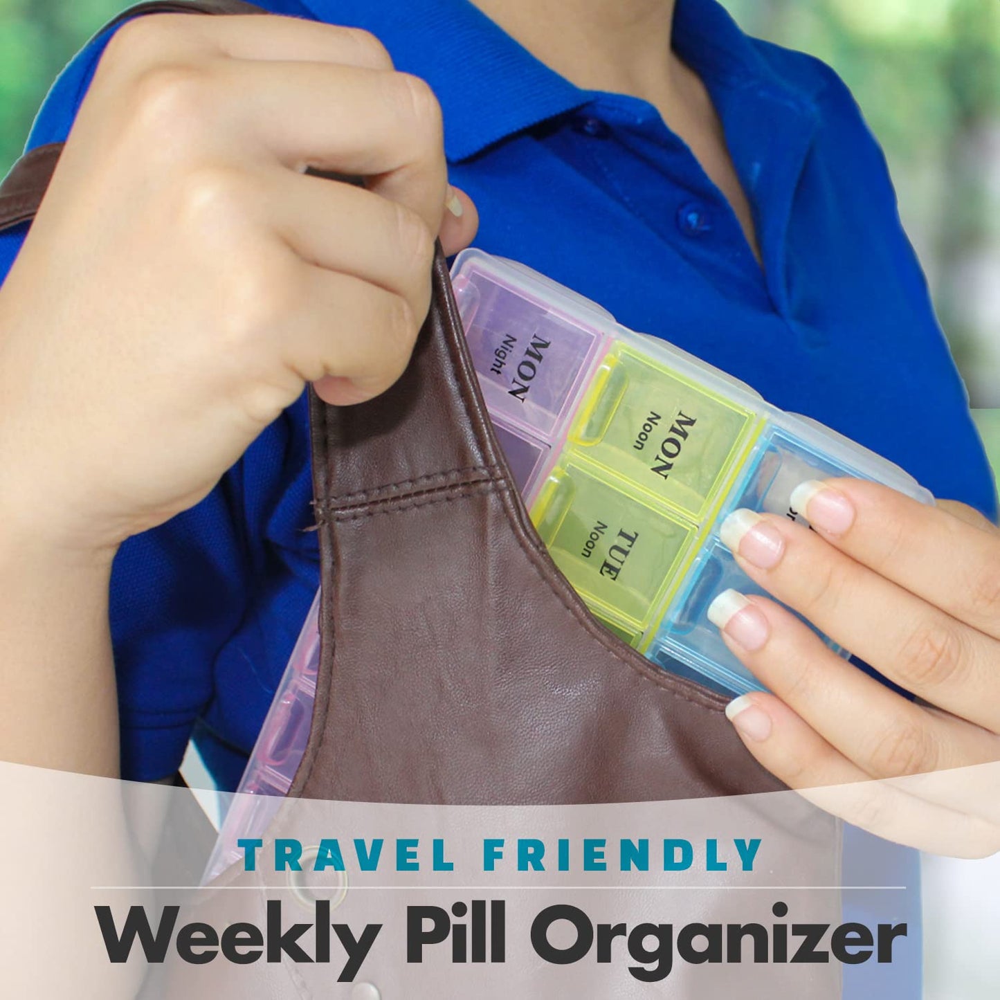 Weekly Pill Organizer - 21 Day Pill Planners for Pills Vitamins & Medication, 3 Times-a-Day Medication Reminder Boxes, Easy to Read & Travel Friendly