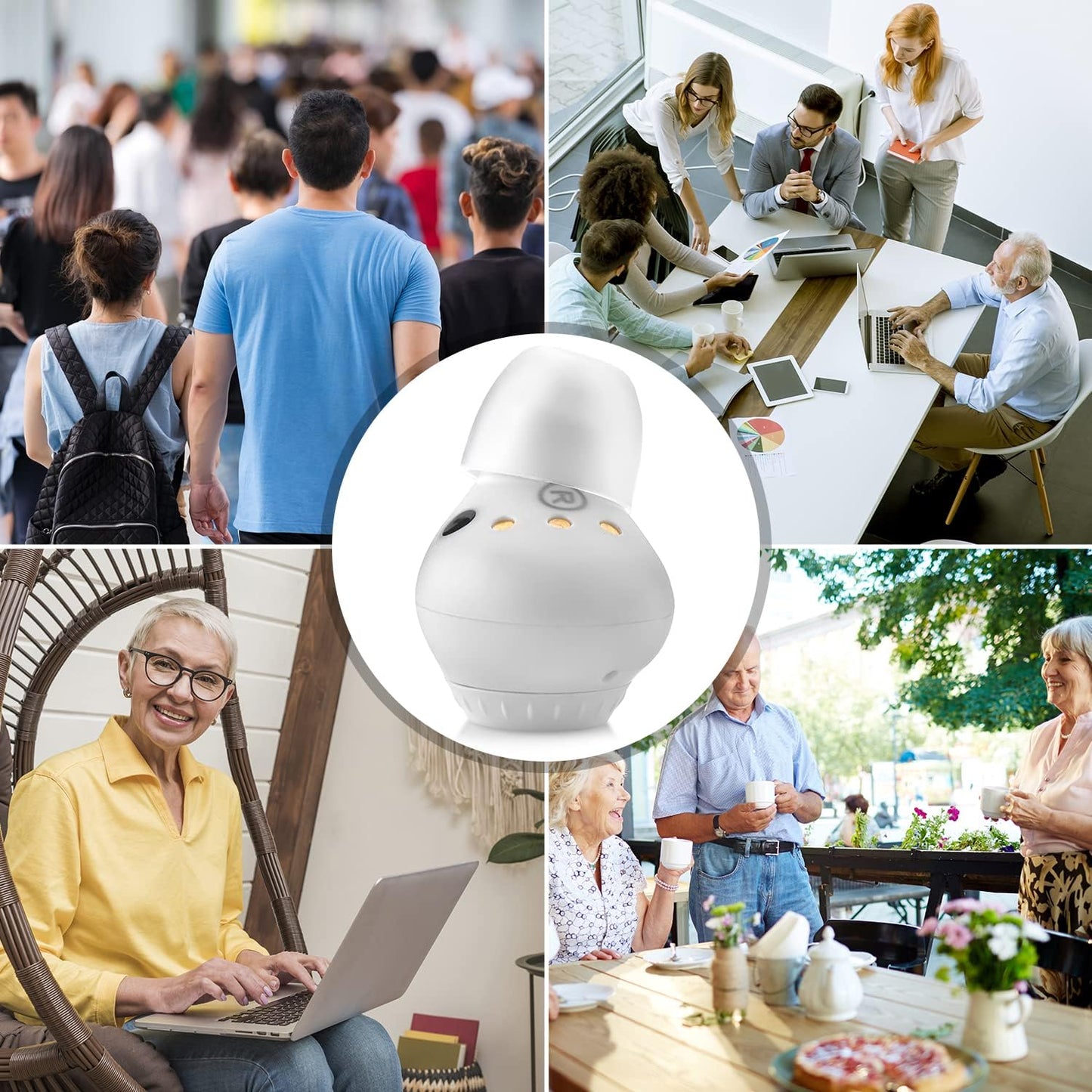 Mini Digital Hearing Aids for Seniors - ITE Rechargeable Personal Sound Hearing Amplifier - Lightweight Hearing Aids w/ Noise Cancelling, In-Ear Detection & Volume Control Dial for Adults Seniors, White