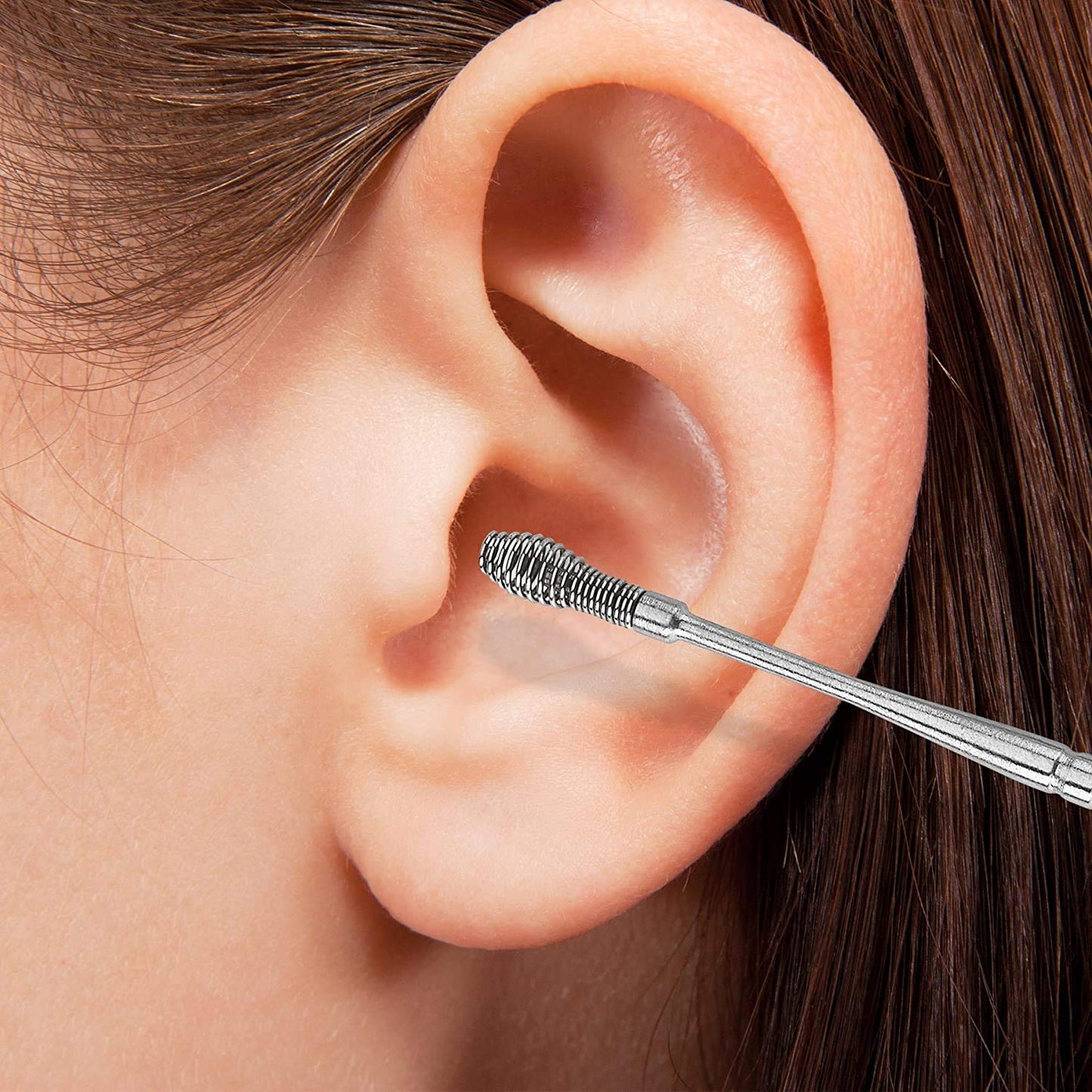 Ear Wax Removal Kit - 6 Piece Ear Cleansing Tool Set, Stainless Steel Ear Curette Earwax Removal Kit for Thorough Ear Cleaner with Spiral Spring Cleaner Pick Unclogger with Storage Case