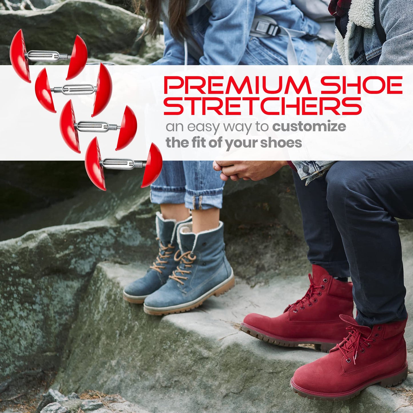 MEDca Shoe Stretcher Total of 4 Stretchers, 2 Pairs, Red