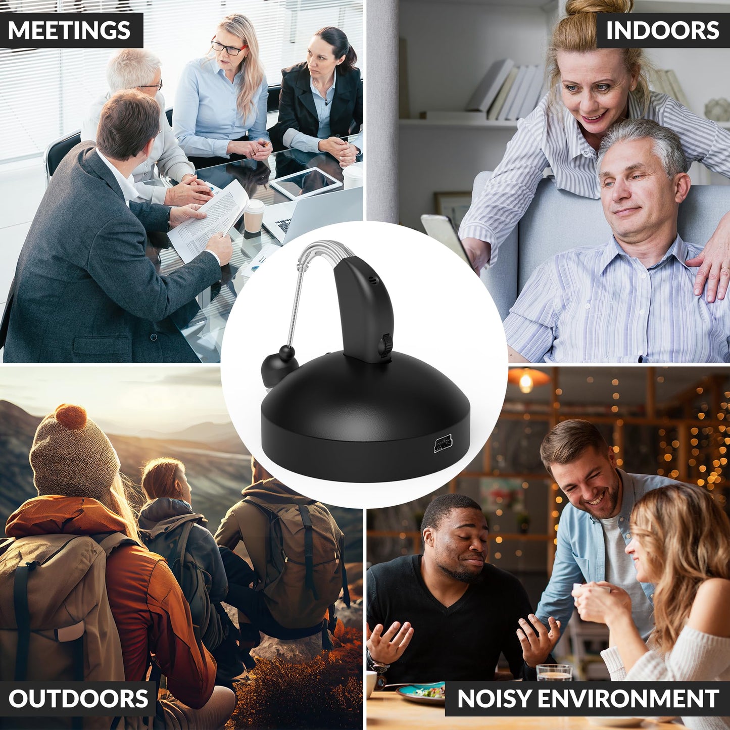 MEDca Rechargeable Digital Hearing Amplifier - Personal Sound Amplification Ear Device for Seniors | All-Day Battery Life, Lightweight Behind the Ear BTE Sound and Voice Hearing Aid | MZB-17 | Black