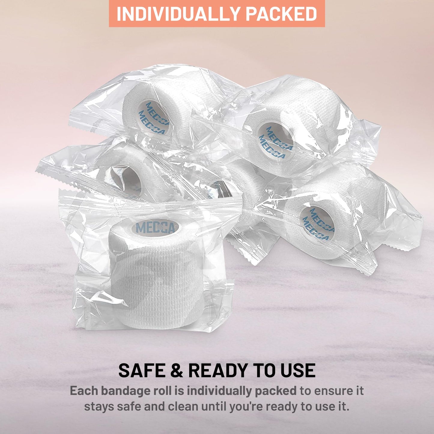 Self Adherent Cohesive Tape - (Pack of 12) 2” x 5 Yards, Self Adhesive Bandage Rolls & Sports Athletic Wrap for Ankle, Wrist, Knee Sprains and Swelling, Vet Wraps in White Color