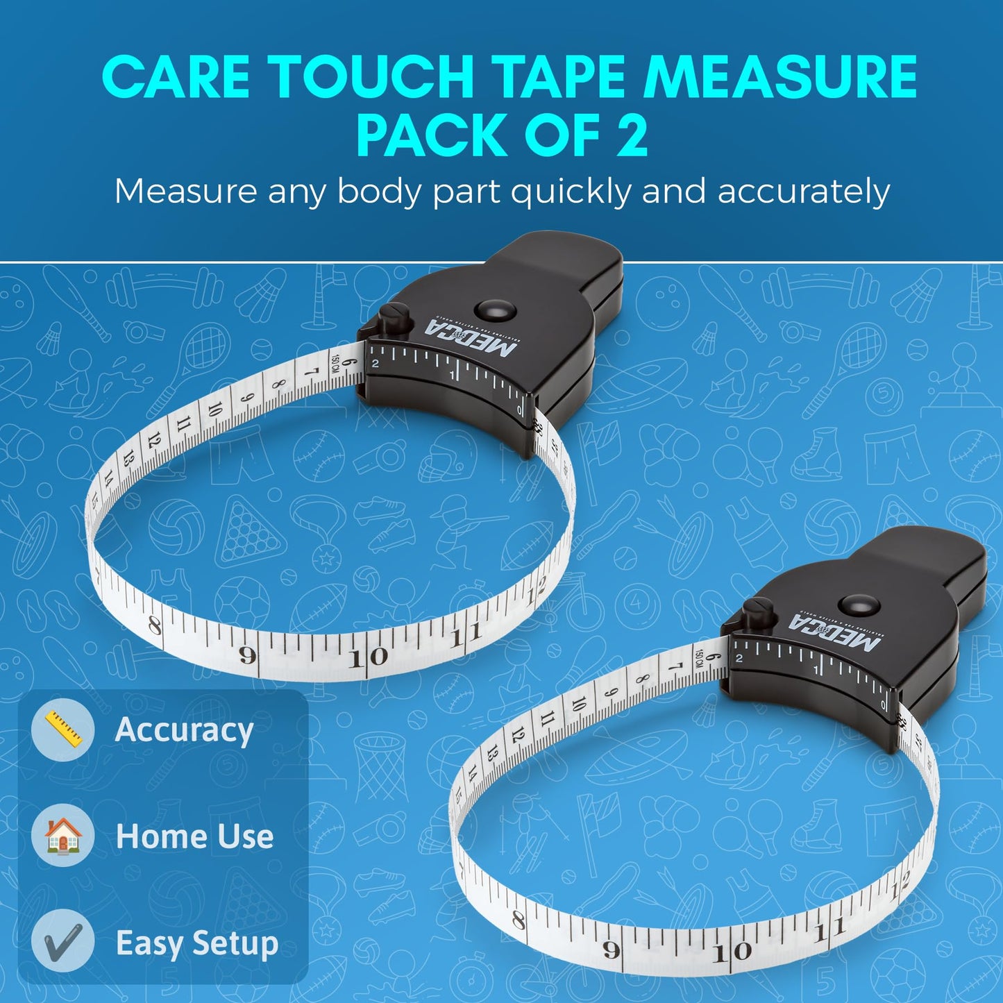 Body Tape Measure - (2 Pack) Measuring Tapes for Body and Fat Weight Monitors, (Inches & Cm) Retractable Ruler for Accurate Fat Calculator Helps Calculate Athletic Fitness Measurements, Black