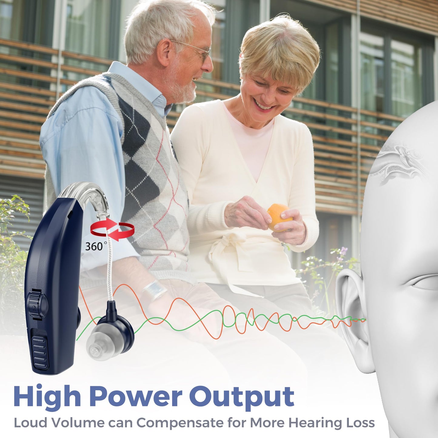 Digital Hearing Amplifier - (Pair of 2) Personal Hearing Enhancement Sound Amplifier, Rechargeable Digital Hearing Amplifier with All-Day Battery Life, Dark Blue