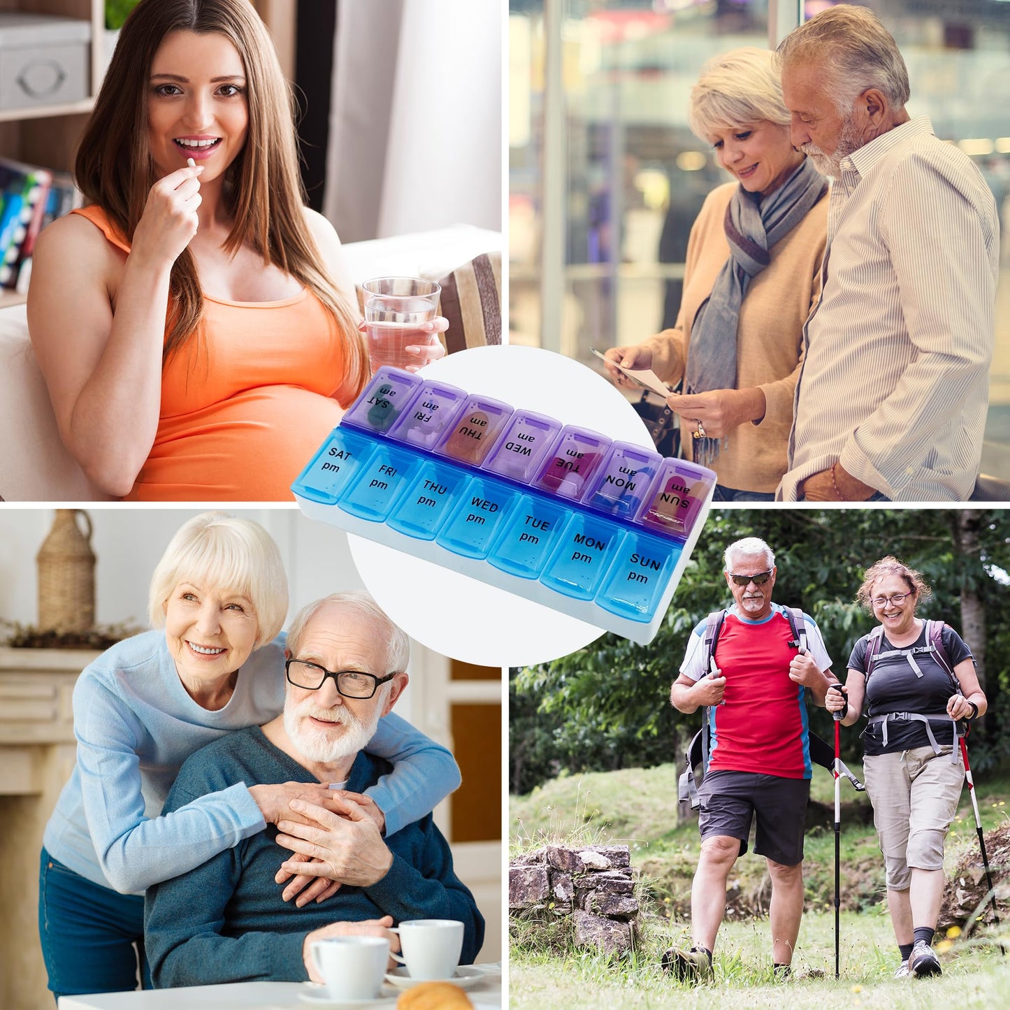 MEDca Pill Organizers - Small Pill Organizer with Weekly and Daily 2-Times-A-Day Compartments for AM / PM - BPA-Free, Portable and Travel Friendly Pill Boxes Case