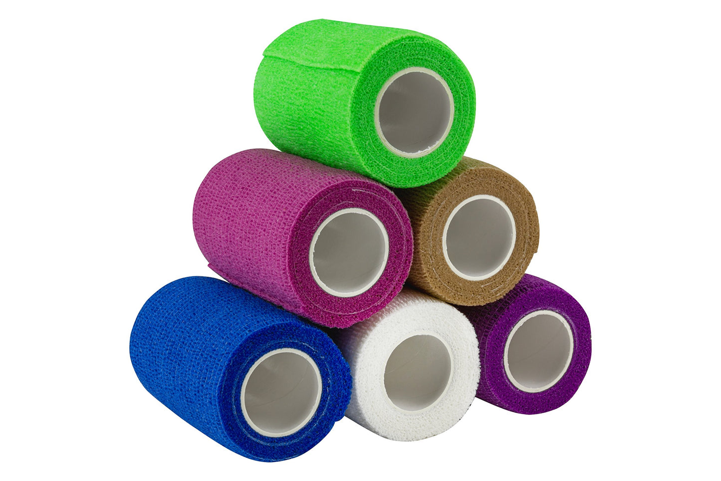 Self Adherent Wrap - Bulk Pack of 6, Athletic Tape Rolls and Sports Wraps, Self Cohesive Non-Woven Adhesive Bandage (3 In x 5 Yards) for Ankle Sprains & Swelling