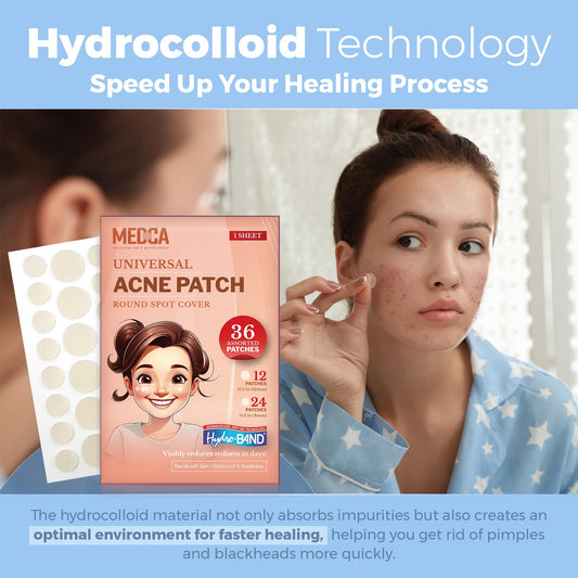 MEDca Acne Patches for Face - Hydrocolloid Bandages (36 Count) Pimple Patches for Face in 2 Universal Sizes, Acne Spot Treatment Care for Face & Skin Spot Patch Conceals Zits, Acne and Blackheads