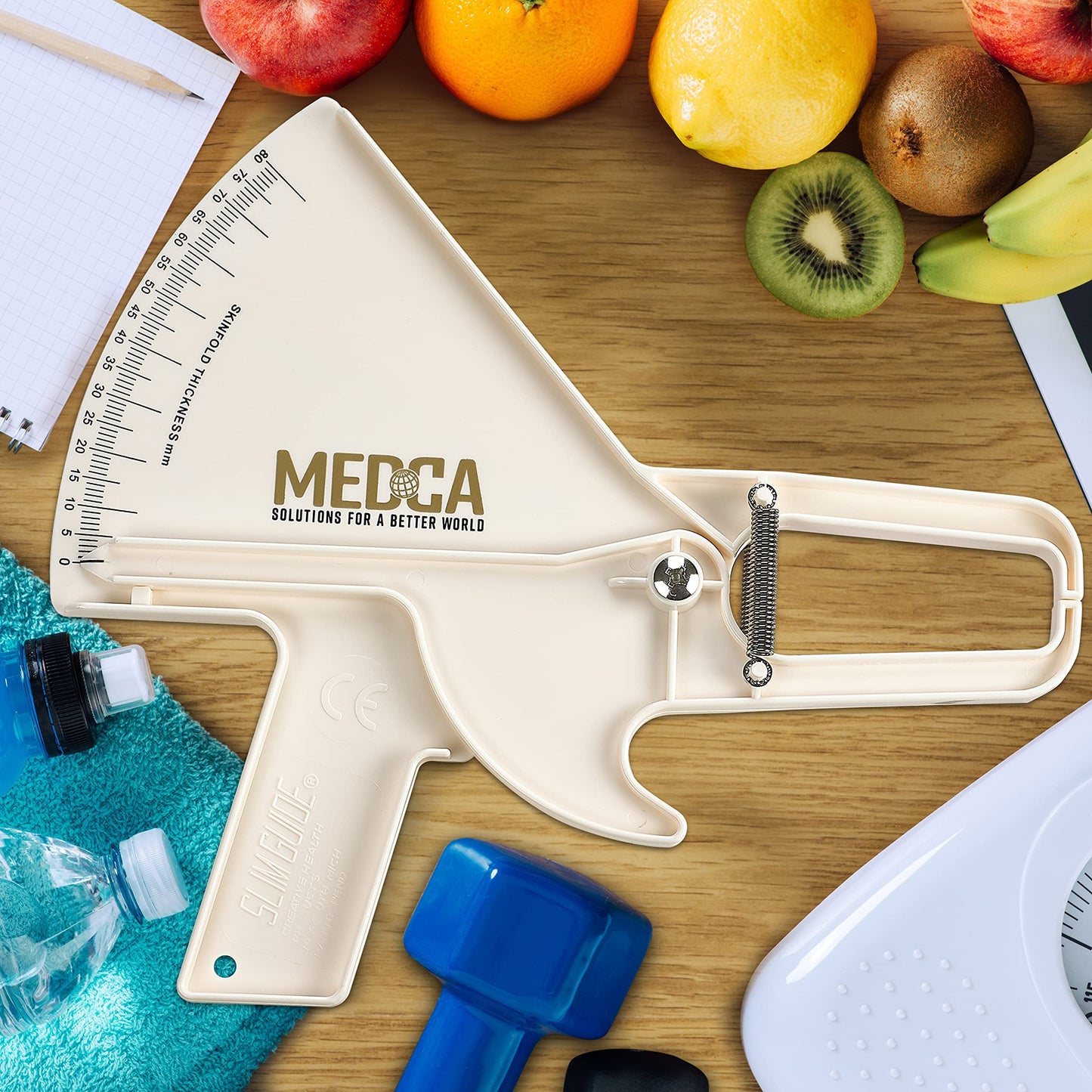 Pro Body Skin Caliper - Handheld BMI Measuring Tool - Accurate Skinfold Caliper Measures Fat for Men and Women, for Monitoring Fitness and Weight Loss Goals, Instructions and Body Fat Chart, Black