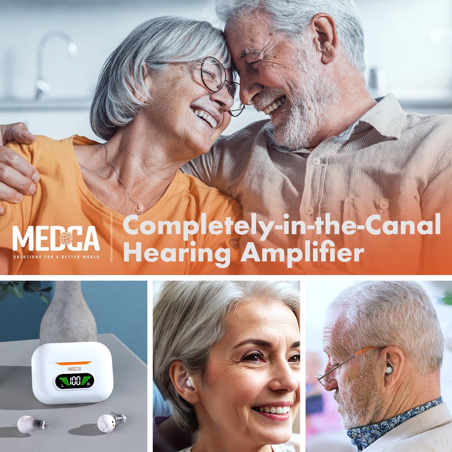 CIC Rechargeable Hearing Aids for Seniors & Adults w/ Intelligent Noise Reduction - OTC Hearing Amplifiers for Men & Women, Near-Invisible, 32-Channel, Easy Use Sound Device, Long-Lasting Battery Life