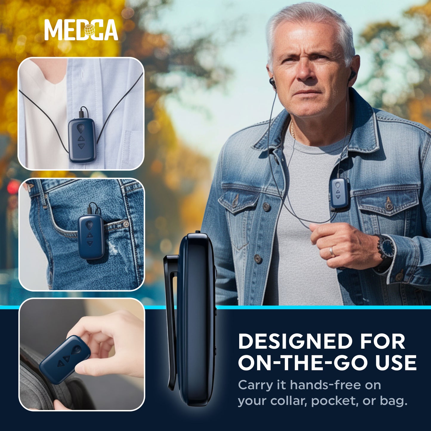 MEDca High-Power Portable Hearing Amplifier Device, 120H Battery, High Volume
