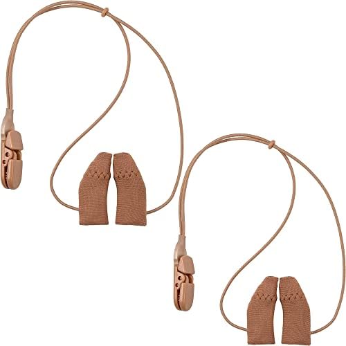 Hearing Aid Protectors and Clips - (2-Pack) Corded Fabric Cover w/ Clasp Protect from Dirt Dust Sweat & Moisture Reduces Wind Noise & Prevents Loss Fits Most (1-Inch, 1.25-Inch, 2-Inch) BTE Devices