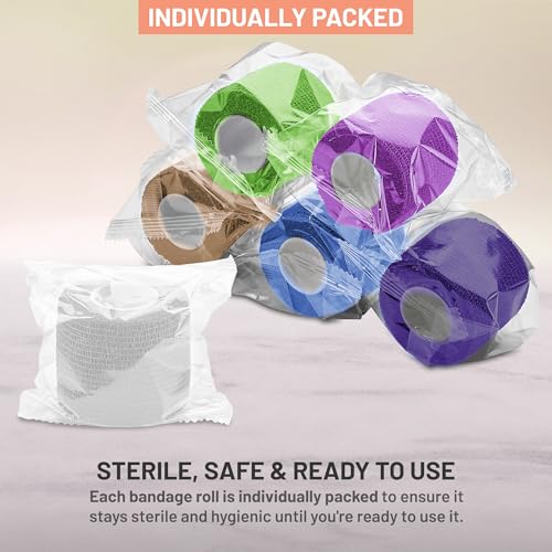 MEDca Self Adherent Cohesive Wrap Bandages 2 Inches X 5 Yards 6 Count, (Rainbow Color)