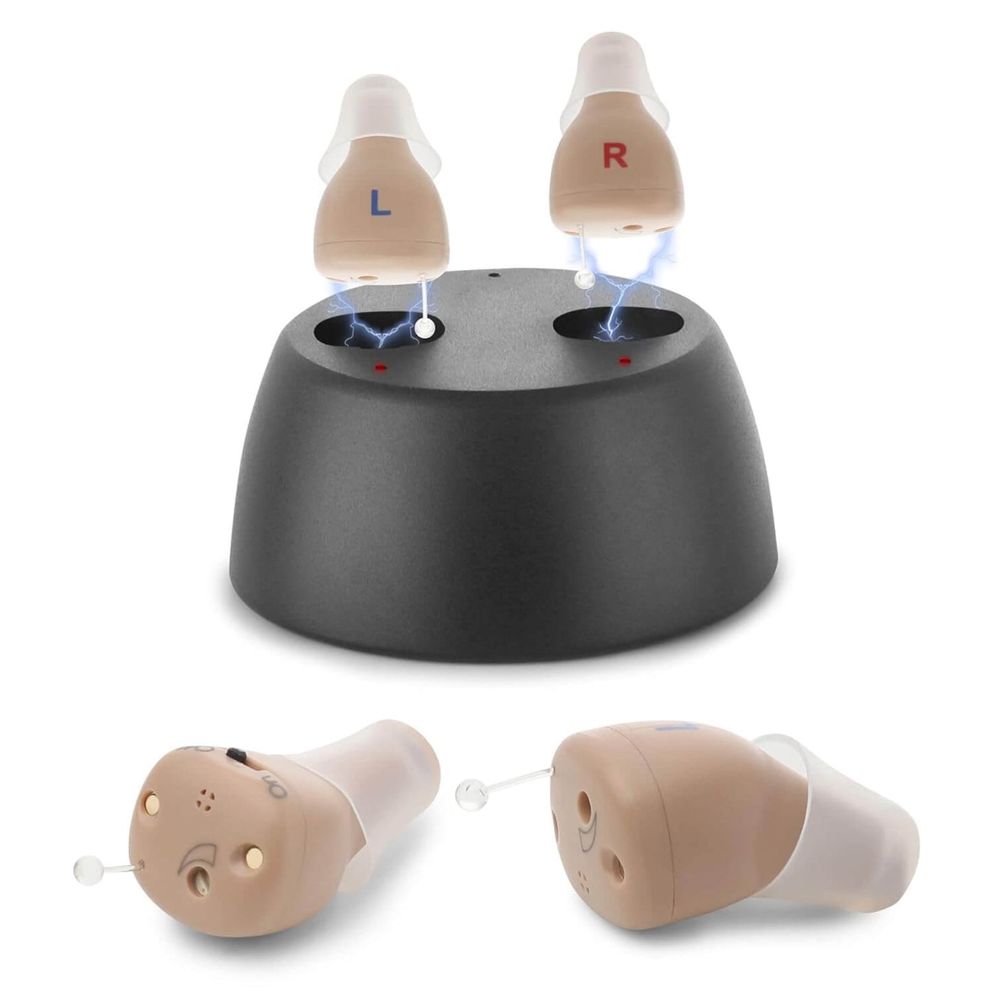 Rechargeable Hearing Amplifier to Aid and Assist Hearing, Completely-in-Canal (CIC) Nearly Invisible Mini Personal Sound Device w/ Noise Cancellation & Feedback Reduction for Adults Seniors & Elderly