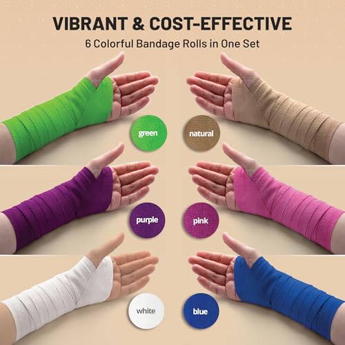 MEDca Self Adherent Cohesive Wrap Bandages 2 Inches X 5 Yards 288 Count Bulk, (Rainbow Color)
