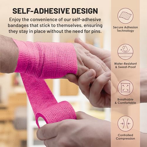MEDca Self Adherent Cohesive Wrap Bandages 2 Inches X 5 Yards 288 Count Bulk, (Rainbow Color)