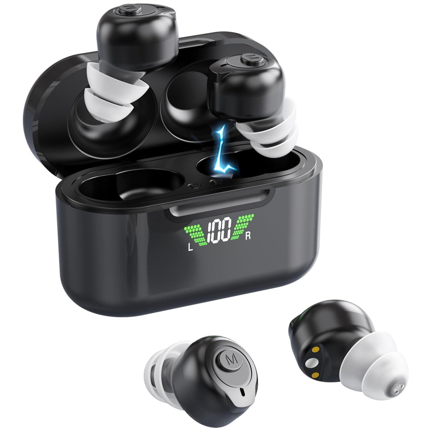 Rechargeable Hearing Aids with Bluetooth for Seniors and Adults - Digital Personal Sound Hearing Amplifiers Pair w/ Charging HD LCD Carrying Case, Active Noise Cancelling, No-Programming, Easy to Use