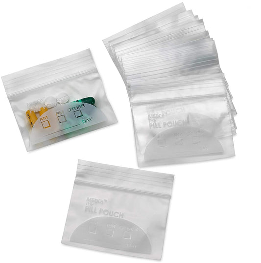 Pill Pouch Bags - (Pack of 250) 3" x 2.75" - BPA FREE, Poly Bag Disposable Zipper Pills Baggies, Daily AM PM Travel Medicine Organizer Storage Pouches, Best Clear Reusable with Write-on Labels
