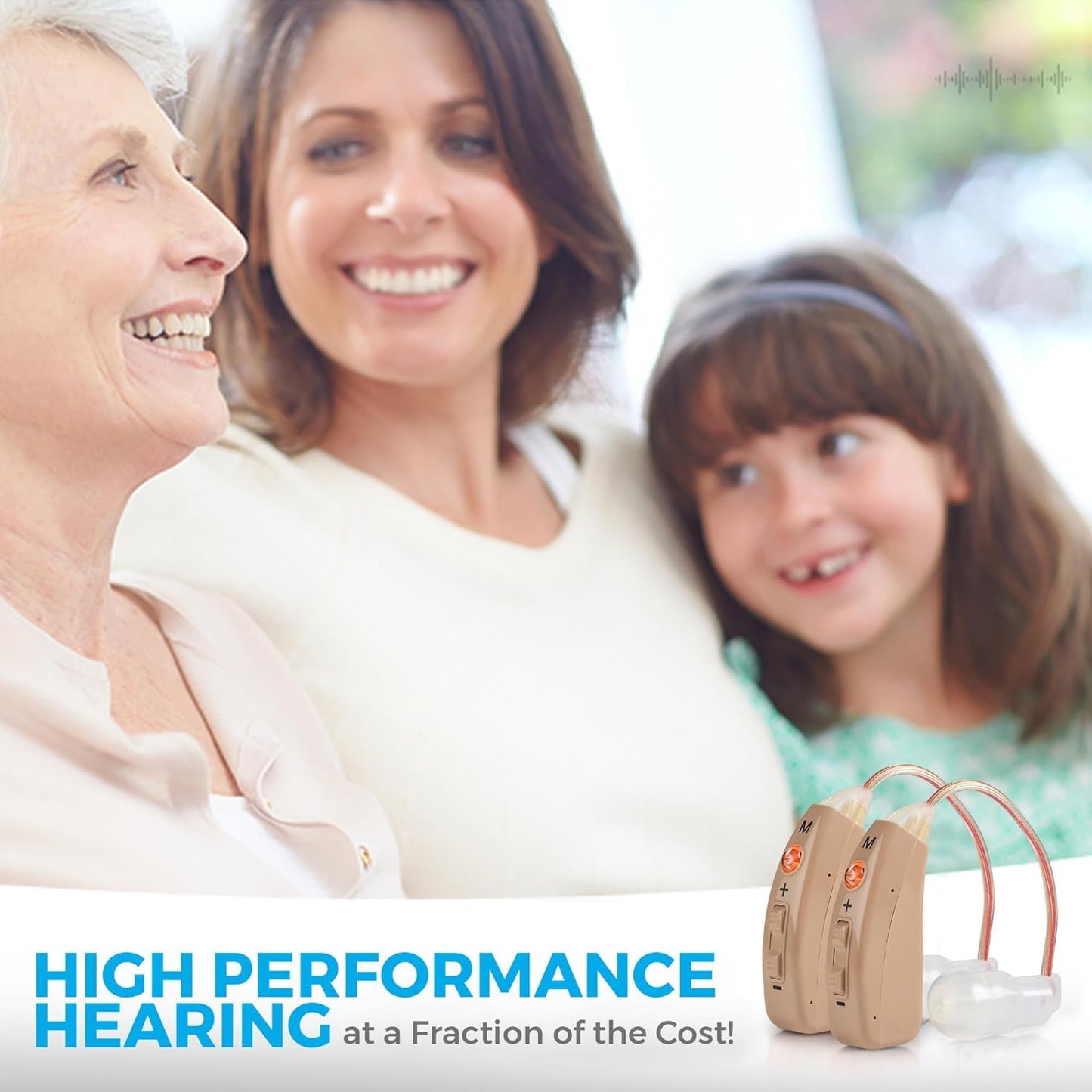 Rechargeable Hearing Amplifiers - Premium Digital BTE Personal Sound Amplifier Device Pair with 2 Program Modes Noise Cancellation & Feedback Reduction & Fast Charging for Adults Seniors & Elderly
