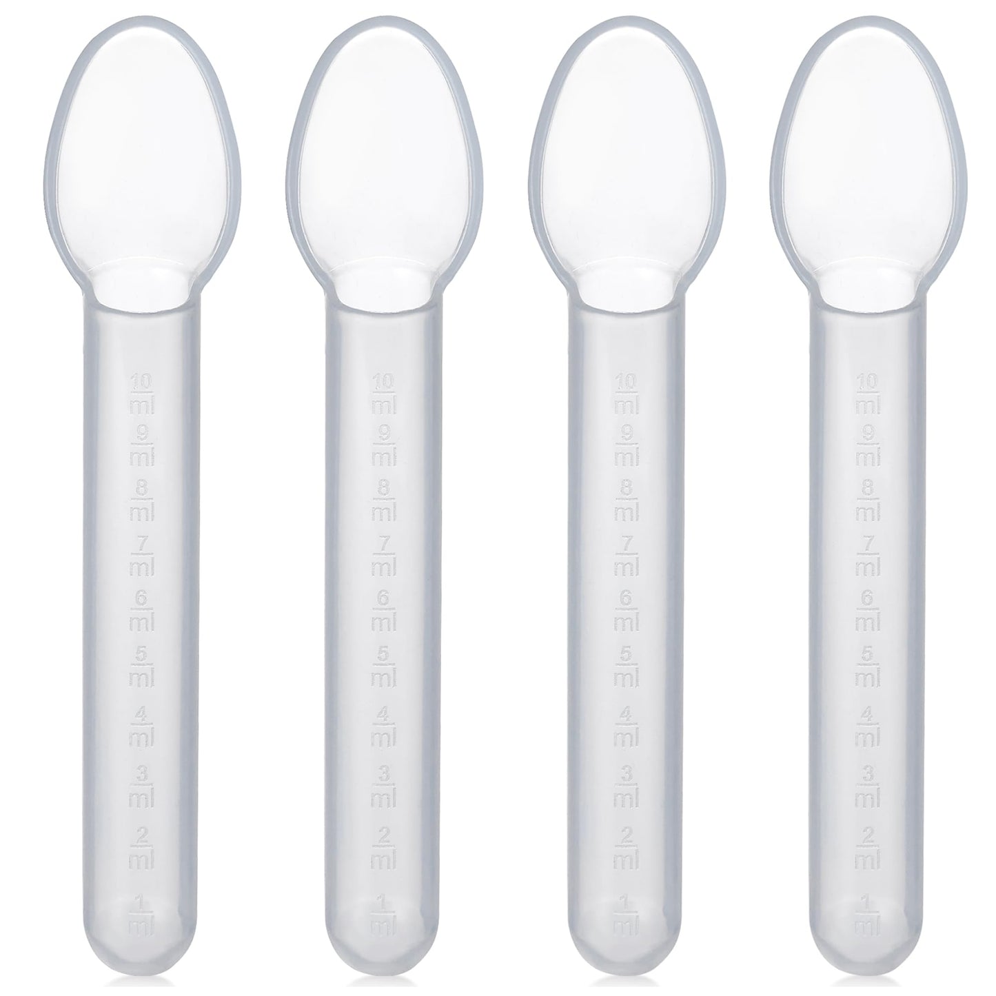Calibrated Medicine Spoon for Kids, Baby & Toddler - (Pack of 4) - 2 Tsp/10 mL Capacity Plastic Oral Liquid Dose Medication Graduated Dispenser