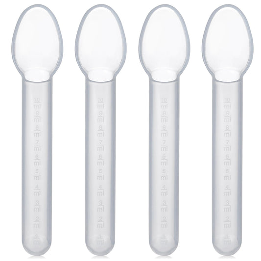 Calibrated Medicine Spoon for Kids, Baby & Toddler - (Pack of 4) - 2 Tsp/10 mL Capacity Plastic Oral Liquid Dose Medication Graduated Dispenser