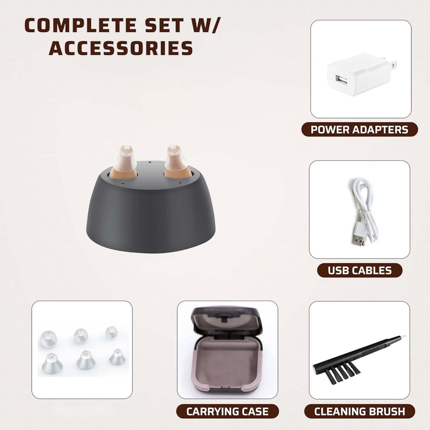 Rechargeable Hearing Amplifier to Aid and Assist Hearing, Completely-in-Canal (CIC) Nearly Invisible Mini Personal Sound Device w/ Noise Cancellation & Feedback Reduction for Adults Seniors & Elderly