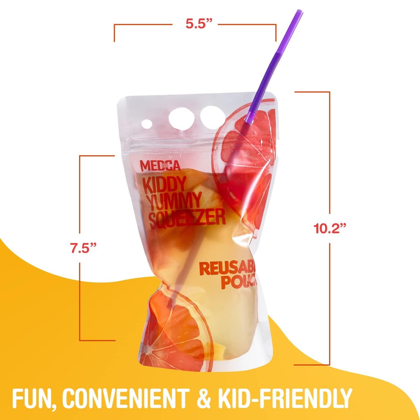 Reusable Drink Pouches - 100 Clear Drink Bags with 100 Straws - Double Zipper Reusable Smoothie Pouches Juice, Clear Zipper Pouch Storage Bags, Leak-Free and BPA Free