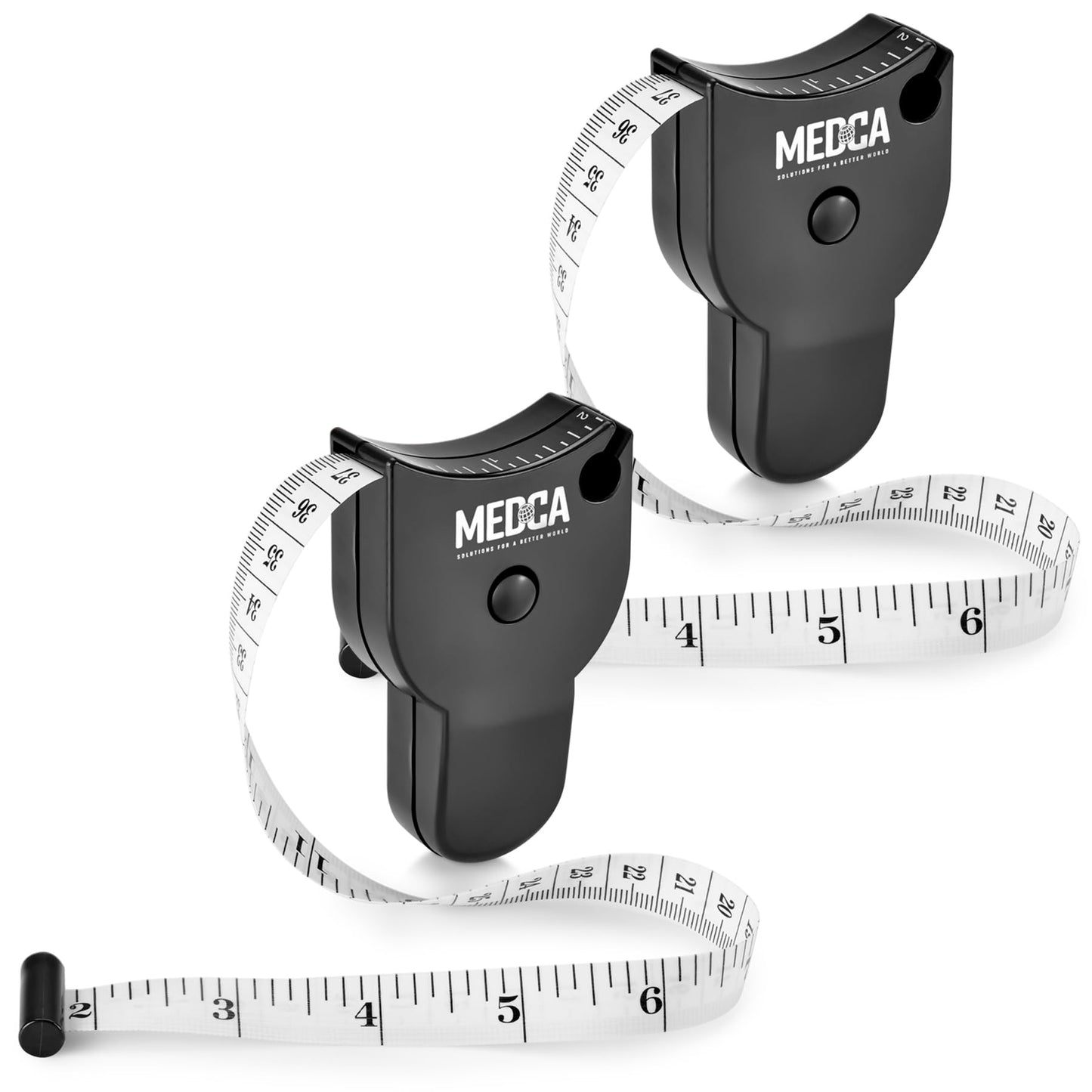 Body Tape Measure - (2 Pack) Measuring Tapes for Body and Fat Weight Monitors, (Inches & Cm) Retractable Ruler for Accurate Fat Calculator Helps Calculate Athletic Fitness Measurements, Black