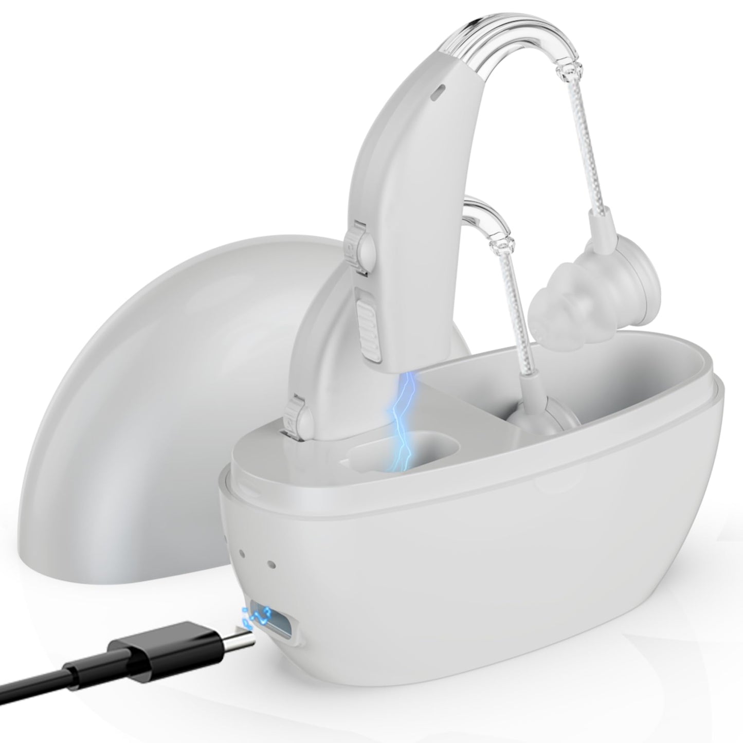 Digital Hearing Amplifier - (Pair of 2) Personal Hearing Enhancement Sound Amplifier, Rechargeable Digital Hearing Amplifier with All-Day Battery Life, White