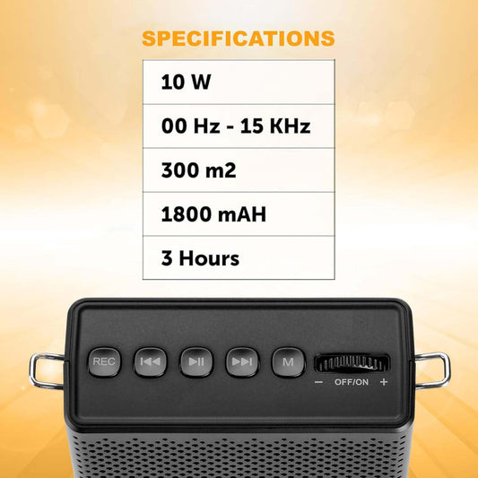 Portable Mini Voice Amplifier, Built-In Rechargeable Wired Portable Microphone and Speaker with Waist-Band, Bluetooth Megaphone PA System Supports MP3, Aux for Teachers, Trainers, Presenters