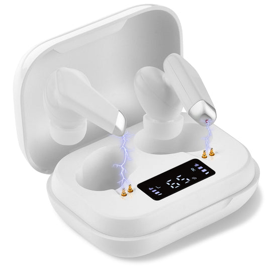 Mini Digital Hearing Aids for Seniors - ITE Rechargeable Personal Sound Hearing Amplifier - Lightweight Hearing Aids w/ Noise Cancelling, In-Ear Detection & Volume Control Dial for Adults Seniors, White