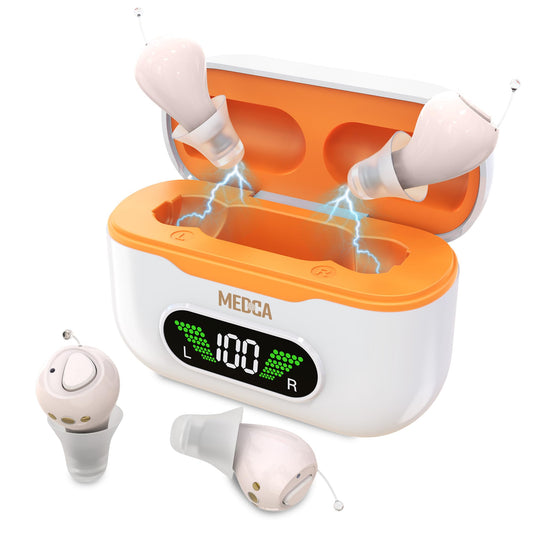 CIC Rechargeable Hearing Aids for Seniors & Adults w/ Intelligent Noise Reduction - OTC Hearing Amplifiers for Men & Women, Near-Invisible, 32-Channel, Easy Use Sound Device, Long-Lasting Battery Life