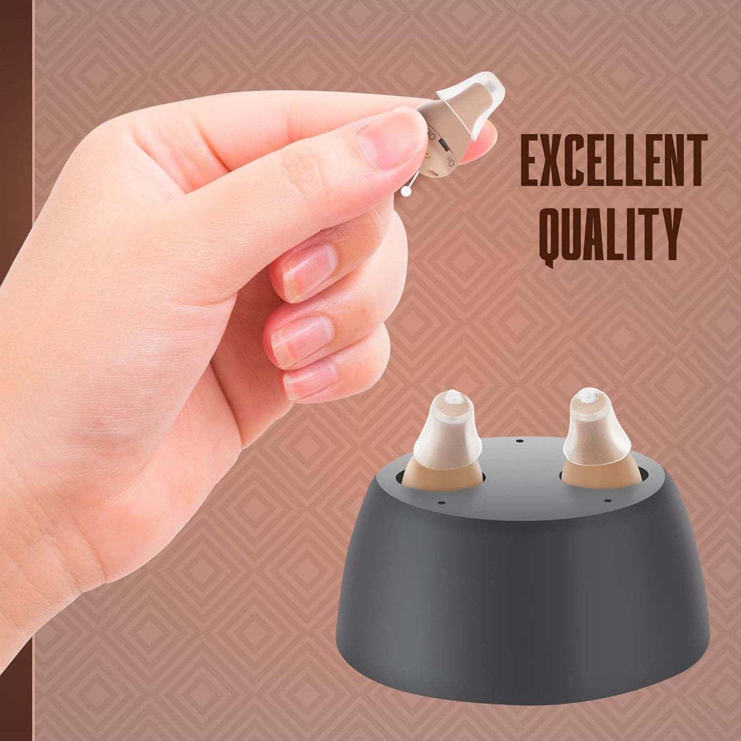 Rechargeable Hearing Amplifier to Aid and Assist Hearing, Completely-in-Canal (CIC) Nearly Invisible Mini Personal Sound Device w/ Noise Cancellation & Feedback Reduction for Adults Seniors & Elderly