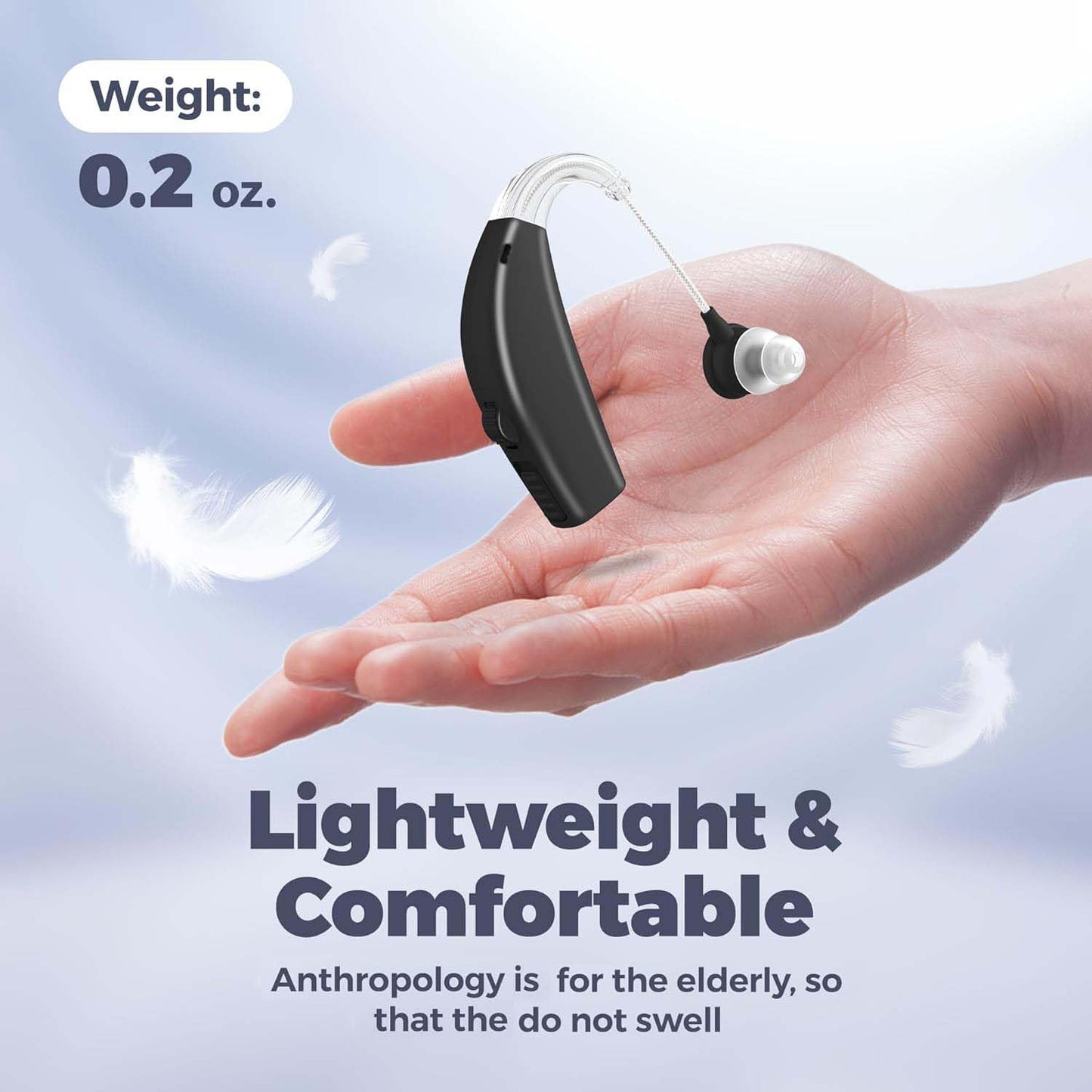 Digital Hearing Amplifier - (Pair of 2) Personal Hearing Enhancement Sound Amplifier, Rechargeable Digital Hearing Amplifier with All-Day Battery Life, Black
