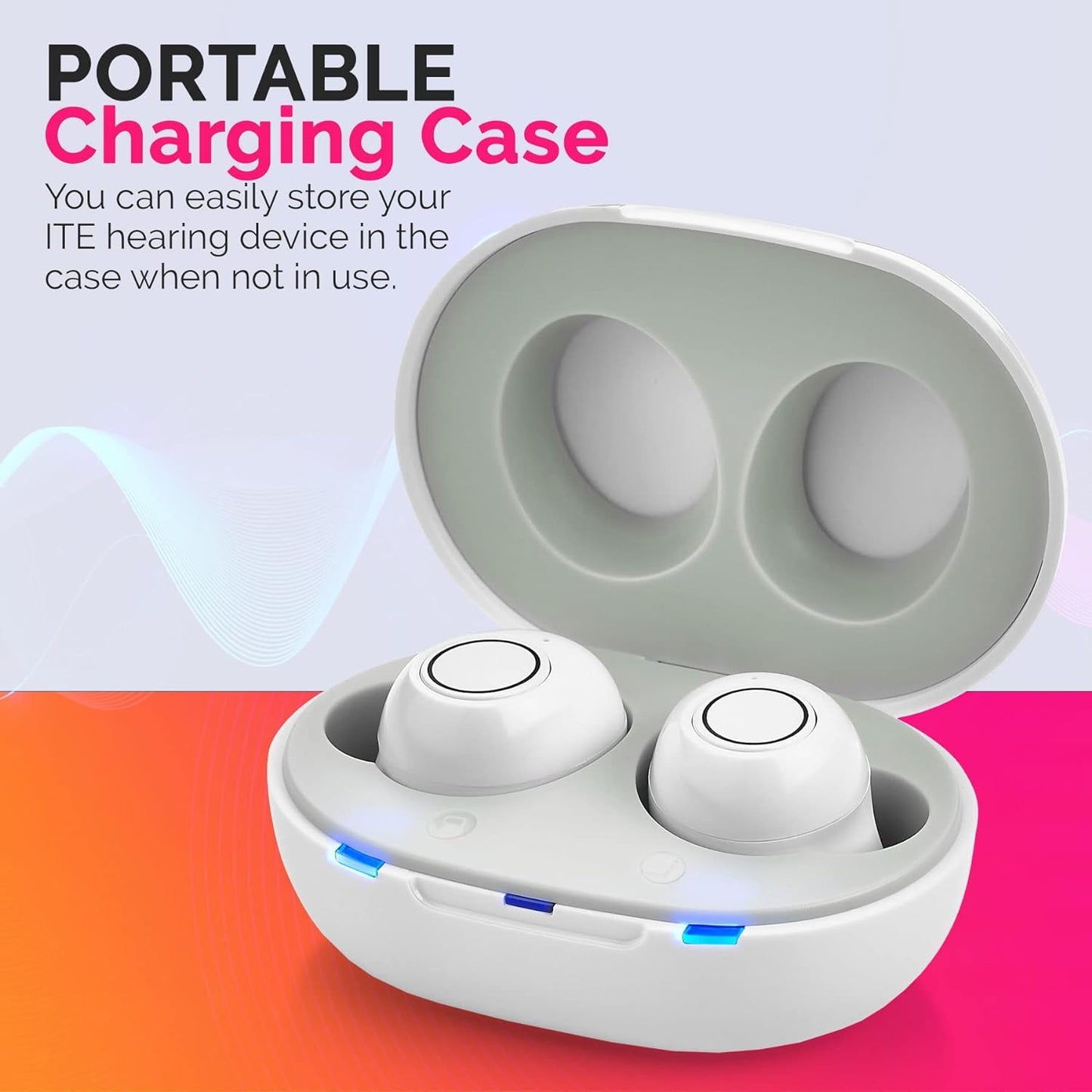 Digital Hearing Amplifier - Next Generation In the Ear Personal Sound Device w/ Noise Reduction - Rechargeable ITE 2 Piece Set, Portable Charging Case Sound Assist for Adults and Seniors, White