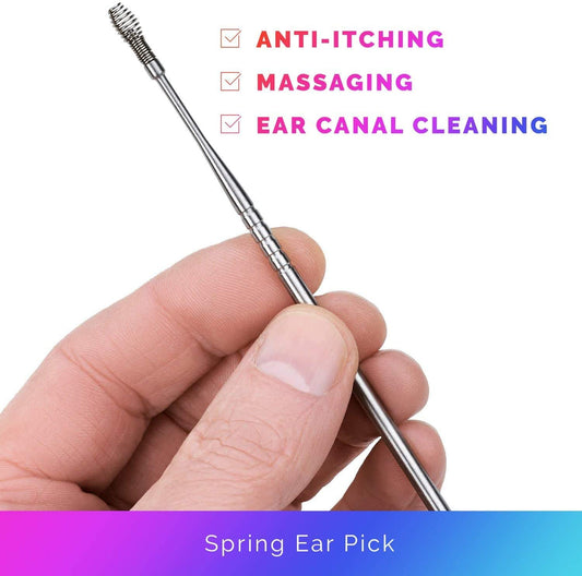 Ear Wax Removal Kit - 6 Piece Ear Cleansing Tool Set, Stainless Steel Ear Curette Earwax Removal Kit for Thorough Ear Cleaner with Spiral Spring Cleaner Pick Unclogger with Storage Case