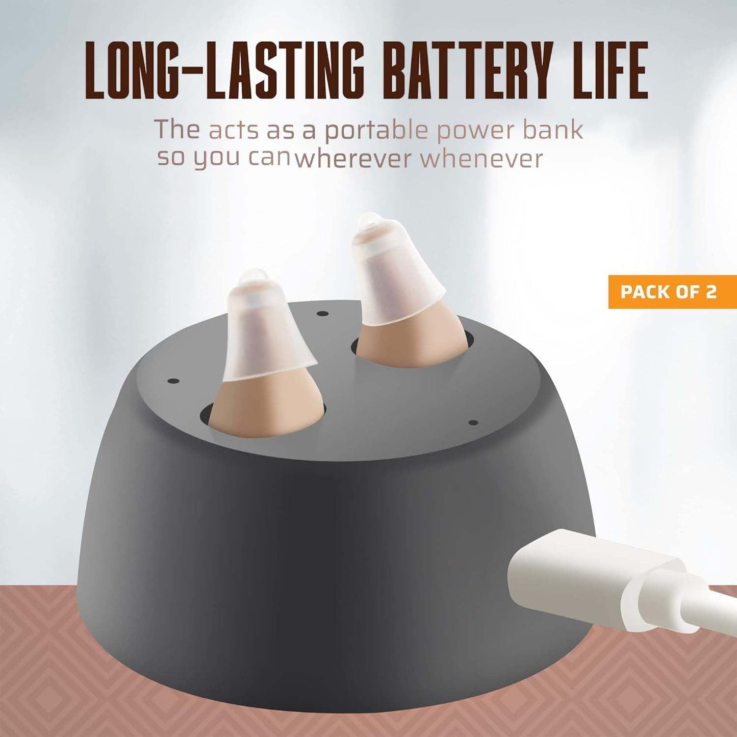 Rechargeable Hearing Amplifier to Aid and Assist Hearing, Completely-in-Canal (CIC) Nearly Invisible Mini Personal Sound Device w/ Noise Cancellation & Feedback Reduction for Adults Seniors & Elderly