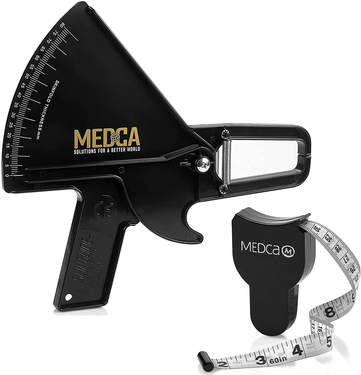 Pro Skinfold Caliper and Body Measurement Tape - Precision Body Fat Tool Plus BMI Chart - Accurately Measure and Gauge Body Fat Help Track Weight Loss and Achieve Fitness Goals for Men and Women