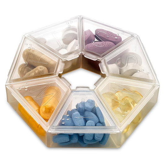 MEDca Weekly Pill Organizer Clear 7-Sided Pill Reminder, Hexagon Shaped
