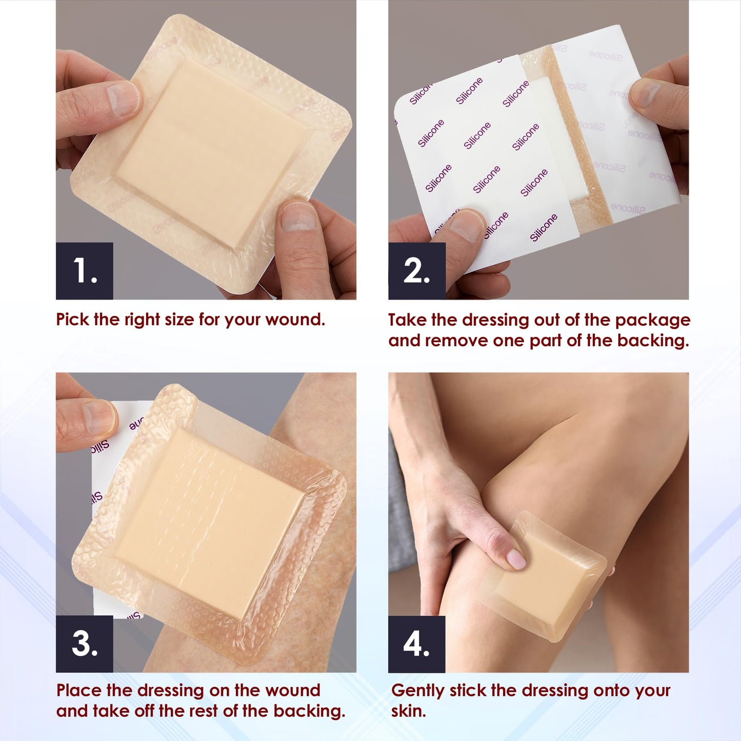 MEDca Silicone Foam Dressing w/ Adhesive Border 4"x4" (Pack of 10) Waterproof Silicone Bandages for Wounds, Highly-Absorbent Wound Dressing Bandage Care for Bed Sore Bandages, Pressure Sores, Ulcers