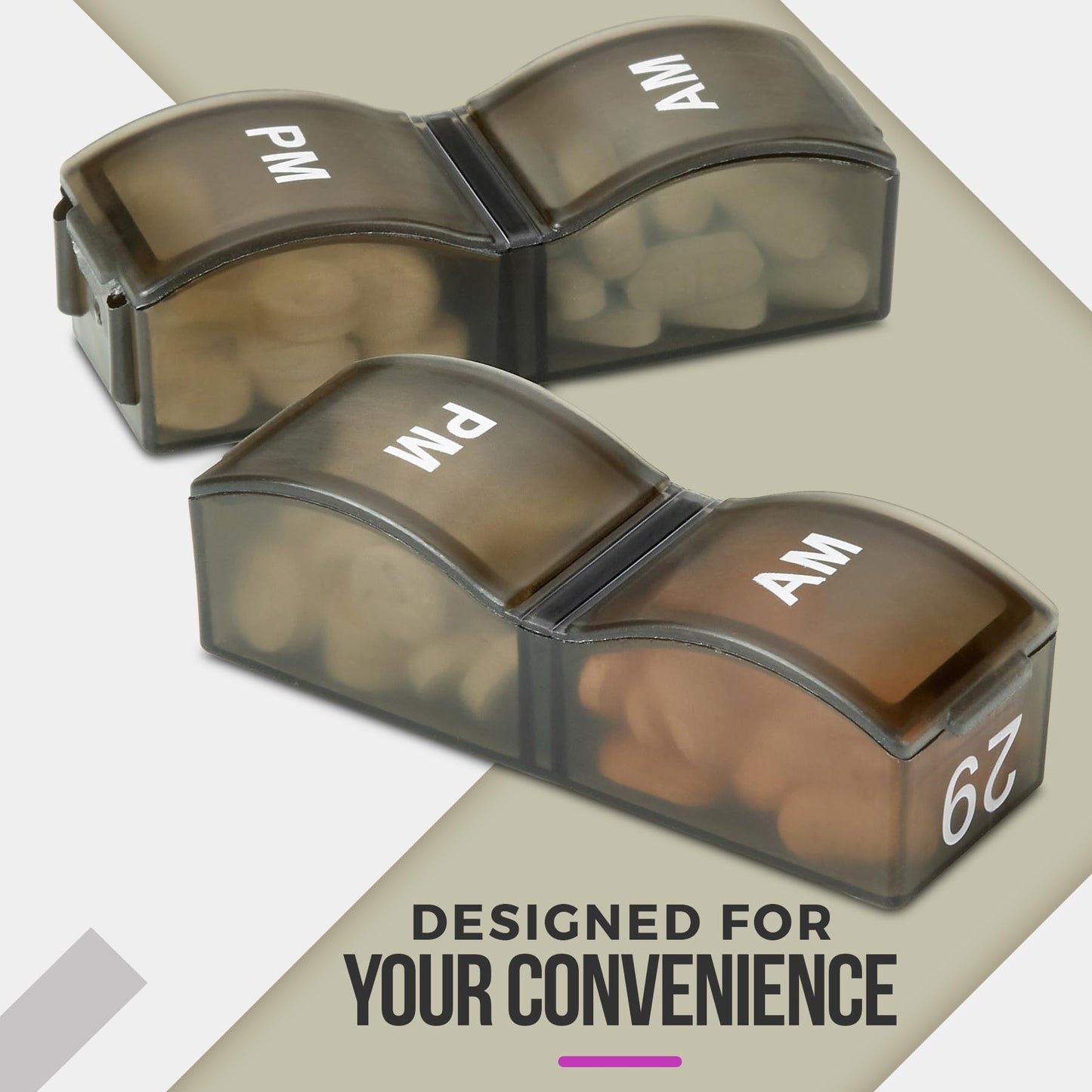 Monthly Pill Organizer - Am/Pm Daily Pill Organizer 32 Compartments for Each Day, Pill Dispenser and Dispenser Caddy That Helps You Organize Your Life, Perfect for Supplements and Medication, Black