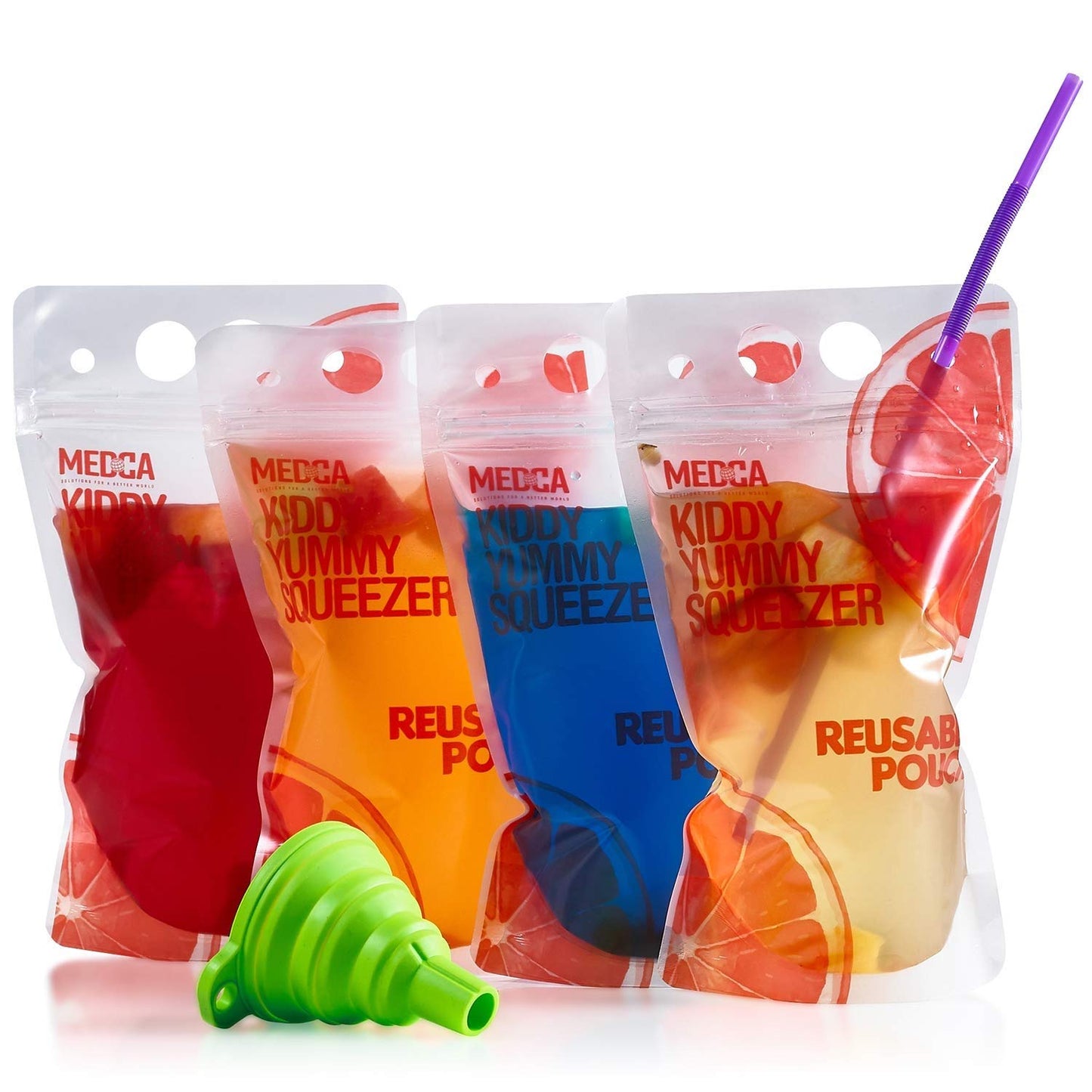 Reusable Drink Pouches - 30 Clear Drink Bags with 30 Straws - Double Zipper Reusable Smoothie Pouches Juice, Clear Zipper Pouch Storage Bags, Leak-Free and BPA Free