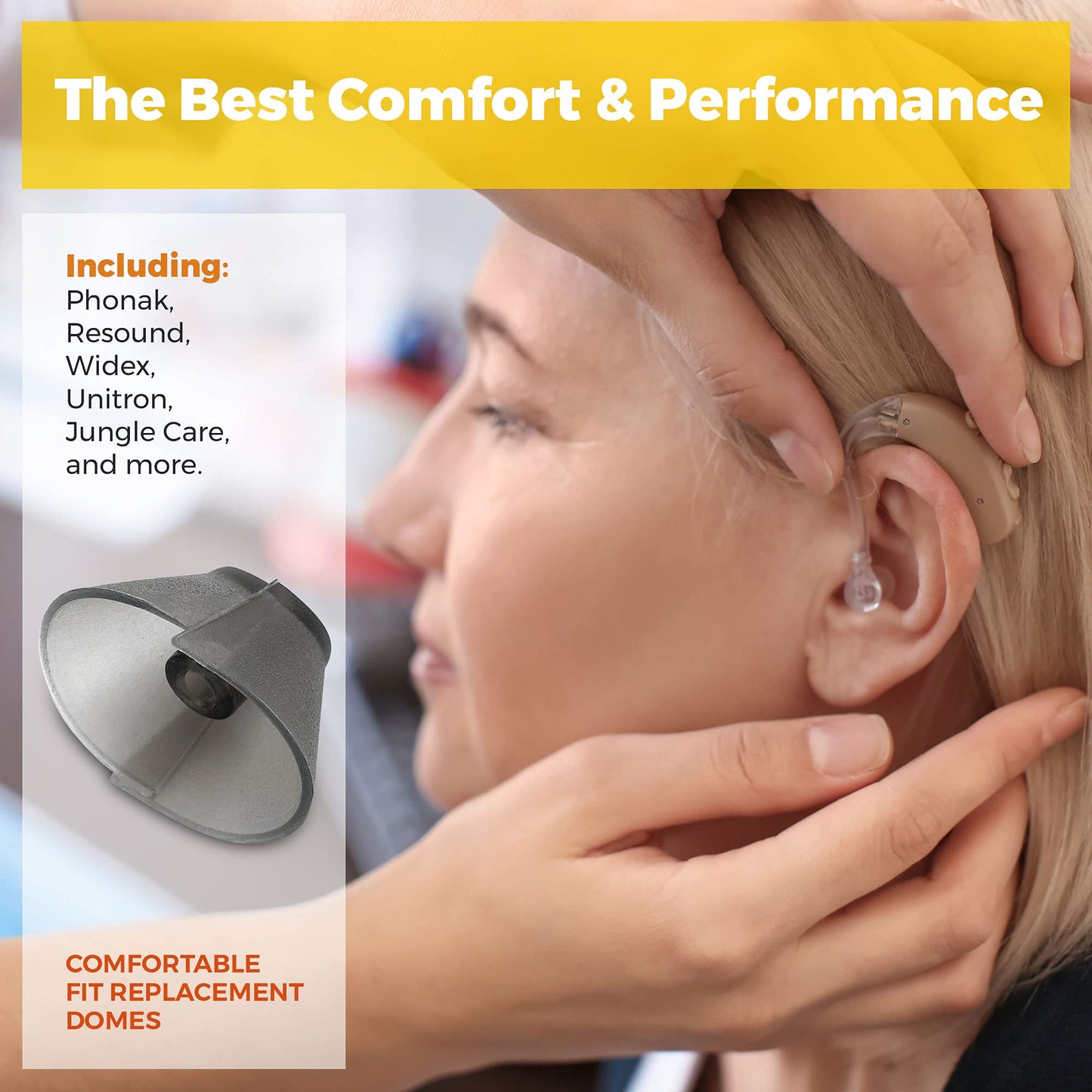 MEDca Hearing Aid Standard Receiver Tulip Domes Compatible with GN Resound Sure Fit - Universal Invisible Tip Replacement Ear Domes for BTE PSAP Hearing Amplifiers and Open Fit Models (10)