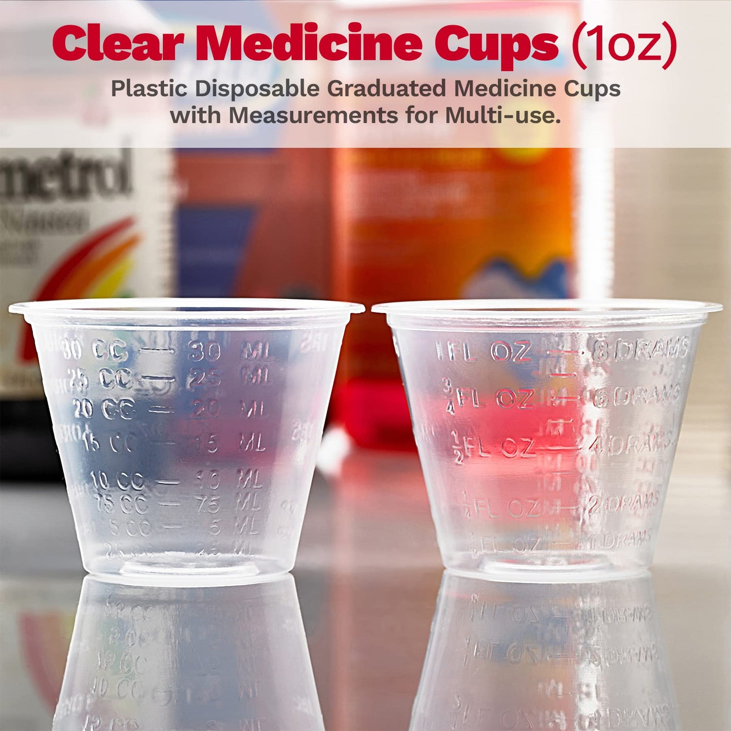 Clear Medicine Cups (1oz) - Pack of 500 - Plastic Disposable Graduated Medicine Cups with Measurements for Medication Arts & Crafts Mouthwash and More