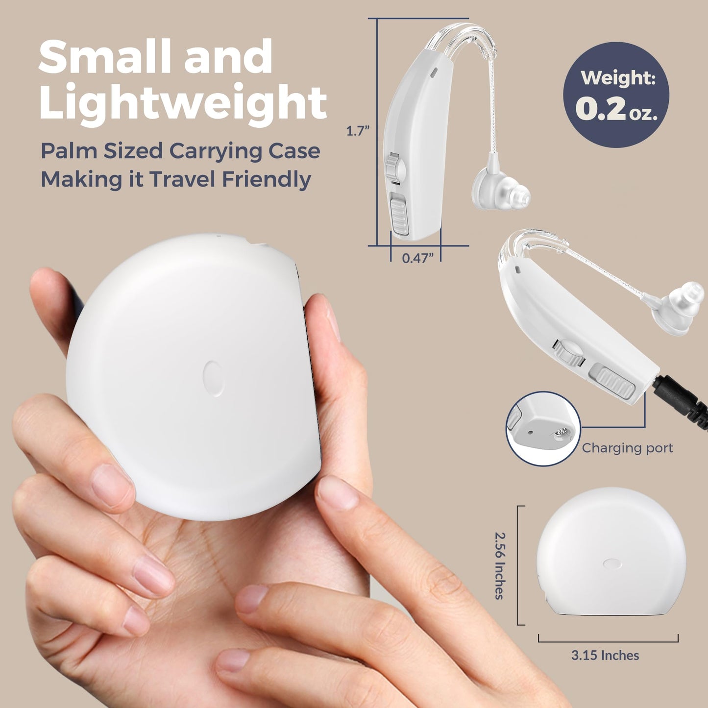 Digital Hearing Amplifier - (Pair of 2) Personal Hearing Enhancement Sound Amplifier, Rechargeable Digital Hearing Amplifier with All-Day Battery Life, White