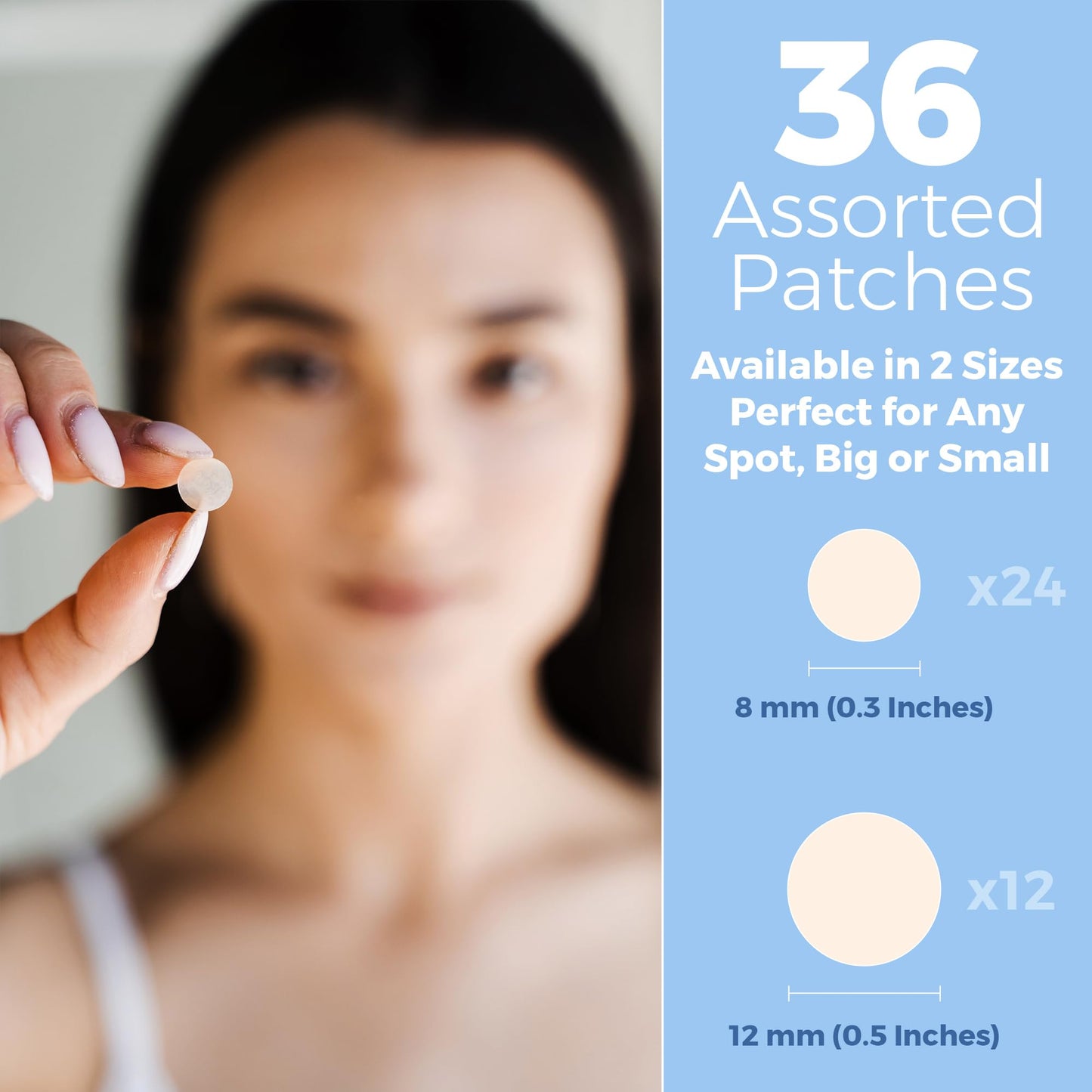 MEDca Acne Patches for Face - Hydrocolloid Bandages (36 Count) Pimple Patches for Face in 2 Universal Sizes, Acne Spot Treatment Care for Face & Skin Spot Patch Conceals Zits, Acne and Blackheads
